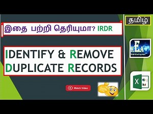 Excel #17 - How to Identify and Remove Duplicate Records in Tamil #Duplicate# #Records#