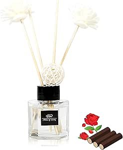 Reed Diffuser Set Bathroom Home: Room Decor & Office Scent Oil Diffusers Gift Set - Rose Ebony 60 ml/2 oz