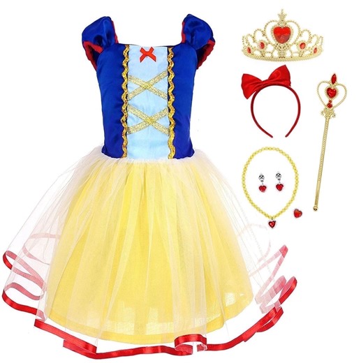 Jurebecia Girls Princess Dress Toddler Royal Storybook up Kids Puffed Sleeves & Tulle Skirt Birthday Party Costume Tulle Skirt 1-2 Years