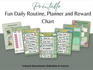 Editable Daily Routine Chart, Printable Flip Chart, Reward Chart, Visual Schedule, Planner, Calming Technique, Kids Daily Checklist - Etsy Canada