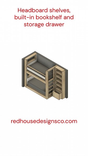 Twin Over Twin Built-In Bunk Bed with Storage | Design #181