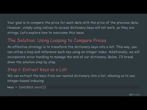 How to Use a Loop for Nested Dictionaries to Compare Previous Values in Python
