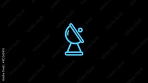 Antenna icon animation, simple logotype antenna Line icon, radio waves, radio ground,antenna line wave animation on isolated background.