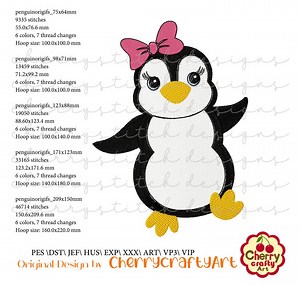Festive Penguin Embroidery Design | Christmas & Winter Decor - Instant Download - Etsy