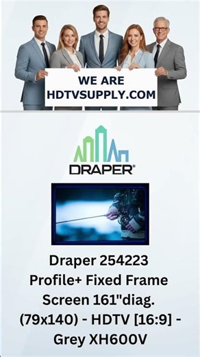 Draper 254223 Profile+ Fixed Frame Screen 161"diag. (79x140) - HDTV [16:9] - Grey XH600V