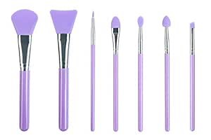 LORMAY 7-Piece Silicone Brush Set for UV Resin Crafts and Makeup, Purple | Easy Clean for DIY Epoxy Art and Makeup, Soft Reusable Tools, Gentle Applicator Suitable for All Skin Types