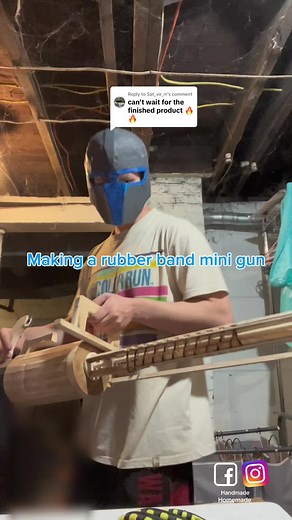 Replying to @Sat_vir_rr getting closer finishing up my rubber band mini gun just need to finish up the handle section and the barrel decided to break yesterday. I have a video showing it, but I didn’t have a video of it when it break. So I need to fix that to but what do you think so far? #homemade #rubberband #handmade #gun