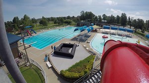 Getting all ready and testing out our screen for our first dive-in movie tonight!! See you tonight! | Springdale Parks and Recreation