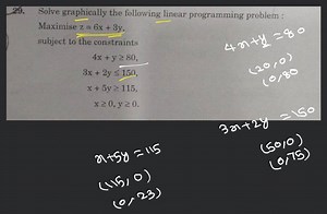29. Solve graphically the following linear programming problem ... | Filo