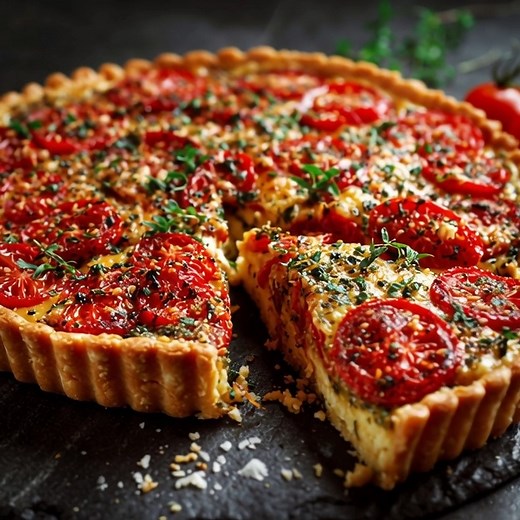 Voici une délicieuse recette de tarte à la tomate et moutarde : 🥘 Ingrédients (6 personnes) 1 pâte feuilletée (ou brisée) 4 à 5 tomates bien mûres 2 c. à soupe de moutarde (à l’ancienne ou forte, selon ton goût) 150 g de fromage râpé (emmental, comté, mozzarella râpée ou chèvre frais en morceaux) 1 c. à soupe d’huile d’olive Sel, poivre Quelques herbes de Provence ou feuilles de basilic frais 🌿 👩‍🍳 Préparation 1. Préparer la base Préchauffer le four à 200°C. Étaler la pâte dans un moule à ta