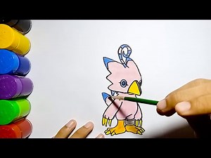 How to draw Biyomon From Digimon | Cara menggambar digimon mudah