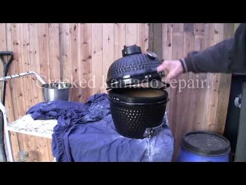 Cracked kamado repair.