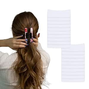 20 Pack Hair Claw Clips Cover Sublimation Blanks for Square and Rectangular Barrettes, 4 inch, PU Leather, White, Including Strong Double-sided Adhesive for Rectangle Hair