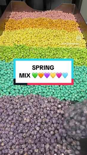 Mix together SPRING MIX with us💜💛🩷🩵🧡💚 #popcorn #popcorn🍿 #spring #candy #sweets #easter #sweet #sweettooth #sweetpopcorn #craving #viral #trending #fyp