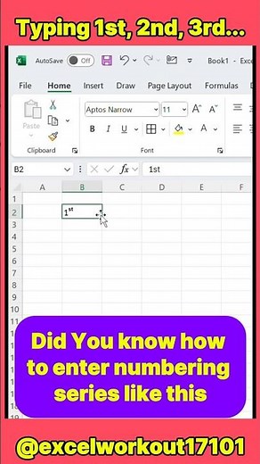 How to Type 1st, 2nd, 3rd in excel #excel #exceltips #excelsequence #learnexcel