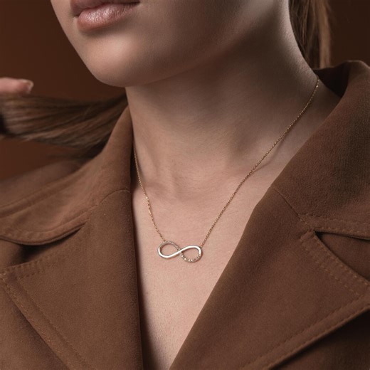 Dainty Gold Plated Sterling Silver Infinity Necklace, Zircon Pendant - Etsy