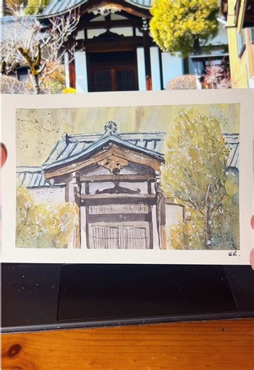 Day 6 of creating 30 postcards inspired by my gap year! This painting is from a day trip I took the other day to Narai-Juku. It shows the roof of a traditional Japanese home. #watercolor #travelwatercolor #travelartist #postcardpainting #watercolourpaint
