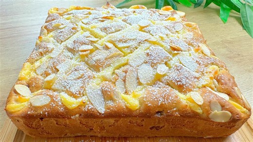 Homemade apple cake with custard so soft and tasty