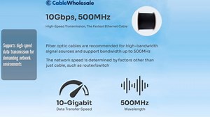 1000ft Fiber Optic Cable 6-Strand Fiber Multimode OM3 50/125, Indoor/Outdoor, Riser Rated, 10 Gbit/s Speed, Black