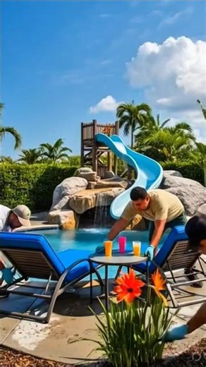 “Backyard Pool Transformation | Rock Waterfall Slide Build Timelapse”