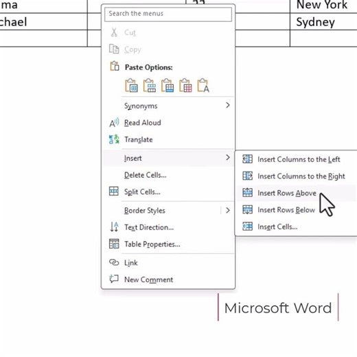 Microsoft Word Adding and Removing Rows and Columns