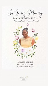 13K views · 94 reactions | Diana Victoria Lewis | Funeral Announcement #obituaries #svg #obituariessvg #stvincent #burial #funeral #stvincentandthegrenadines #stvincentandthegrenadines #stvincentandthegrenadines #stvincentandthegrenadines | Obituaries SVG | Facebook