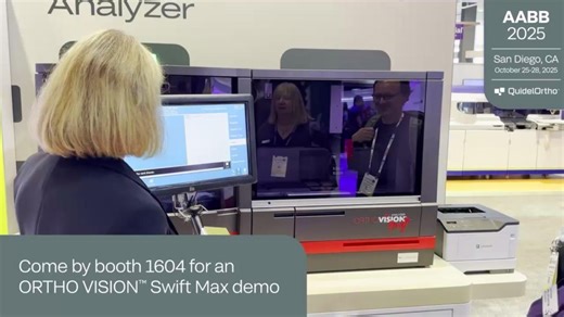 We’re live with hands-on demos and expert consults at #AABB2025! Stop by our booth 1604 to catch the ORTHO VISION™ Max Swift and Swift Analyzers, as well as the ORTHO CONNECT™ Lab Management Software in action. If you haven’t signed up yet, register at: https://ow.ly/roO650XhX85 Come visit booth 1604! #QuidelOrtho | QuidelOrtho