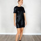 Women's Faux Leather PVC Midi Dress in Black and Mauve Short Sleeve RRP £30  | eBay UK