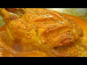 Cooking Chicken Punjabi Curry Recipe - Chicken Tikka Masala Curry Eating with Fried egg, fresh Chili