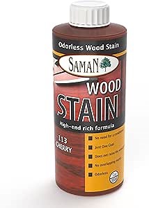 SamaN Interior Water Based Wood Stain - Natural Stain for Furniture, Moldings, Wood Paneling, Cabinets (Cherry TEW-113-12, 12 oz)