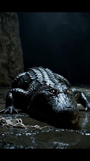 A lady transformed into a huge crocodile.