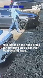 16K views · 77 reactions | Only on 13: Surveillance video shows the moment a man jumps on the hood of his car, trying to stop a car thief from getting away. What happened next, tonight at 10 p.m. | ABC13 Houston | Facebook