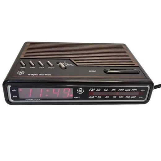 GE Digital Clock Radio Brown Woodgrain AM FM Alarm 7-4612B Vintage - Etsy Australia