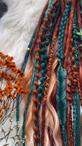 Boho Dreadlock Extensions Set | Teal Copper Blonde Dreads |bohemian Hippie Dreads. - Etsy
