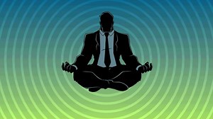 Businessman Meditating Background Silhouette