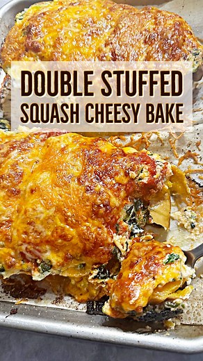 Sarah M Lasry - EASY RECIPES & TRAVEL on Instagram: "Double Stuffed Butternut Squash Cheesy Bake This recipe is legit, for me, tastier and easier to make for dinner then Lasagna. I actually prefer it to that heavy pasta dish. Having a lighter cheesy version of a “lasagna” like dish is just what I crave for dinner and this is a recurring dish for dinner for my family. I can safely say, we all LOVE IT! Recipe: 1 butternut squash, cleaned and halved Oil spray, salt and pepper 1 cup ricotta cheese 1