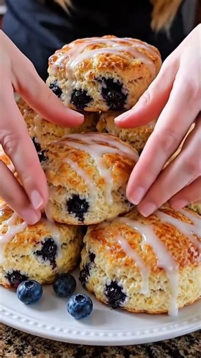 Glazed Blueberry Biscuits #recipe #homemadegoodness #food #mediterraneandiet