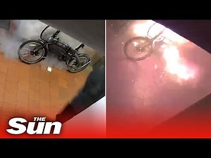 Dramatic video shows e-scooter catch fire and explode into flames