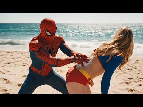 EPIC Beach Prank GONE WRONG! Red Hulk Jr. vs Hulk, Spider-Man & Supergirl