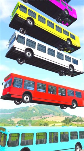BeamNG Drive Mixed Colorful Buses and Cars Fal Crash #shorts
