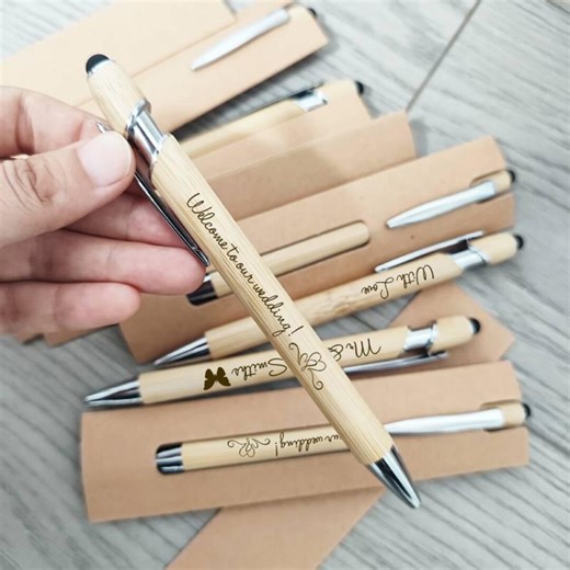 Personalized Wedding Favor Pen, Custom Name Wood Pen, Bridal Shower Engraved Pens, for Guests - Etsy