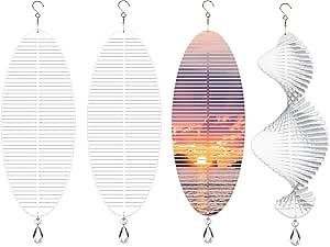 4 Pack 11inch Sublimation Wind Spinner Blanks 3D Aluminum Metal Wind Sculpture Kinetic Spinners for Yard and Garden Indoor Art Ornaments Hanging Decoration (Helix)