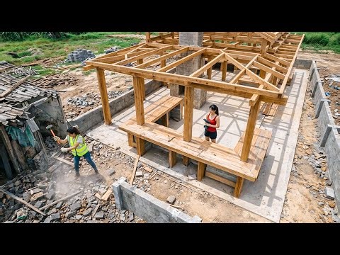 TIMELAPSE: Talented young girl From Old House Demolition to Building a Beautiful Dream Villa