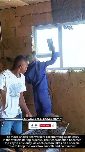 Perfect Teamwork: Wall Plastering in Sync !! #innovation #tool #ideas