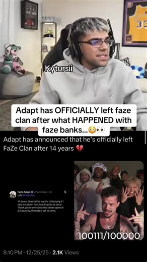 Adapt Officially Leaves FaZe Clan After Recent Events