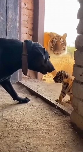 2M views · 21K reactions | 狗狗：“我不怕！我天下最勇！”  老虎爸爸:是吗？ #fblifestyle #doglover #tiger | BSS Online Mall | Facebook