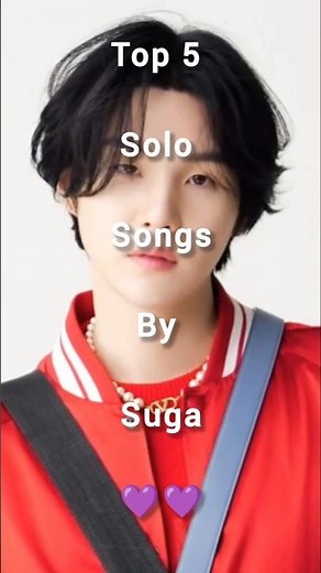 Top 5 solo songs by Suga 💜💜 #yoongi #suga#bts #btsarmy #songs#ytshort #statusvideo #viralvideo