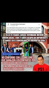 1.4K views · 21 reactions |  CIRCULA EN RRSS QUE LA HERMANA DE JUNIOR ARIAS, ISABEL ARIAS TRABAJA EN EL CONSULADO BOLIVIANO EN ESTADOS UNIDOS. | El Informante | Facebook
