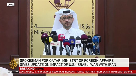Qatar’s Foreign Ministry spokersperson, Majed al-Ansari, warns "we'll get soon to a situation where it [war on Iran] cannot be controlled, and we are very exhausted to that point.”