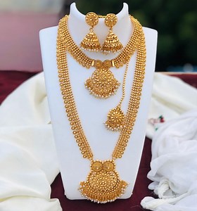 Gold Finish Beautiful Combo Necklace Set for Women, Gold Plated, Indian Jewelry Set/wedding Necklace/indian Necklace/gift for Her - Etsy